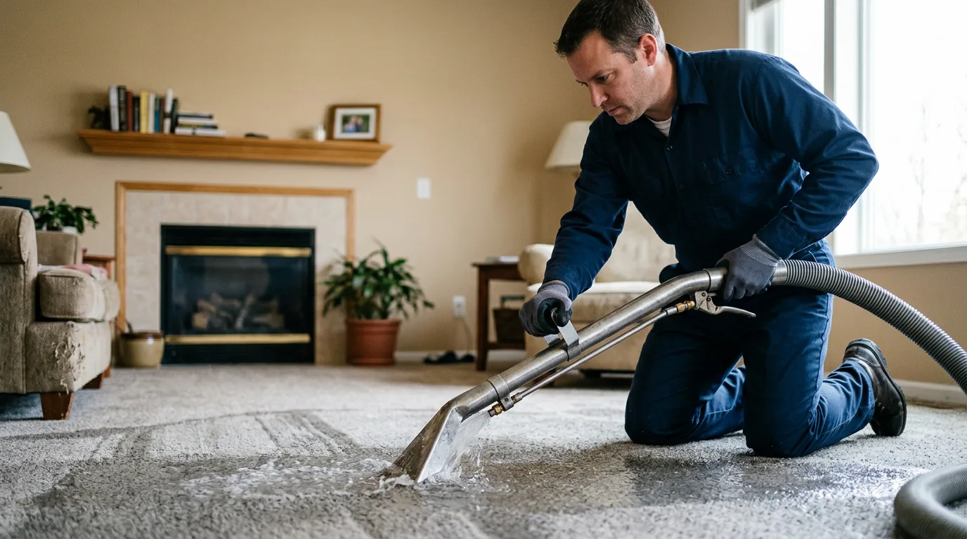 Water damage restoration technician working near Sterling Forest, NY